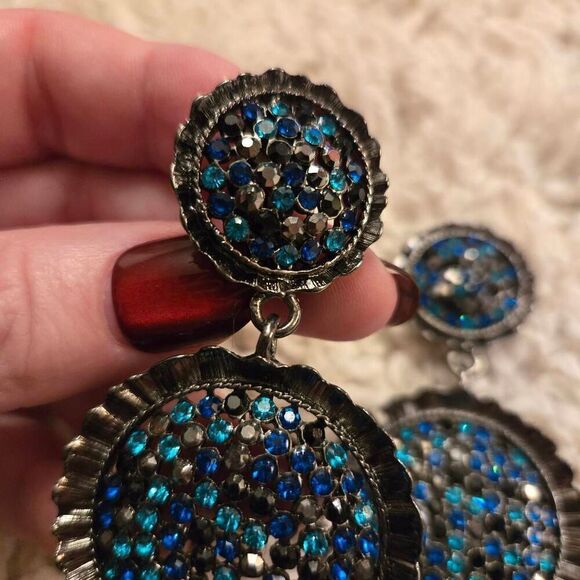 Chico's Rhinestone Disc Earrings Clip - Picture 8 of 8